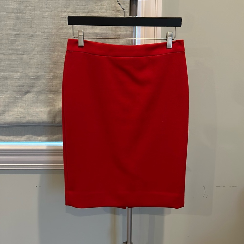 J. Crew Red Midi Pencil Skirt
